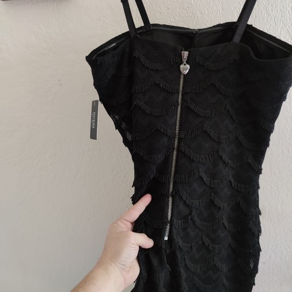 Guess 💜 NEW‎ Ashley Tiered Lace Sheath Dress Black - Picture 9 of 12
